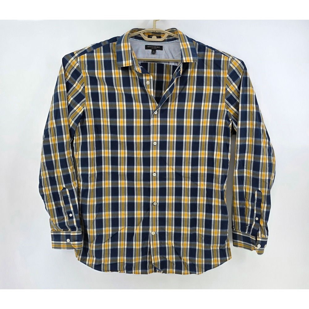 Banana Republic Mens XL‎ Shirt Grant Fit Non Iron Plaid Cotton Long Sleeve